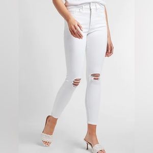 Express Skinny Mid Rise White Jeans